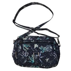 Lug Carousel XL Crossbody Bag Navy Blue Coral Starfish Nautical Quilted Purse